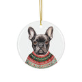 Dog With Christmas Sweater Ceramic Disc Ornament           Item #9069385