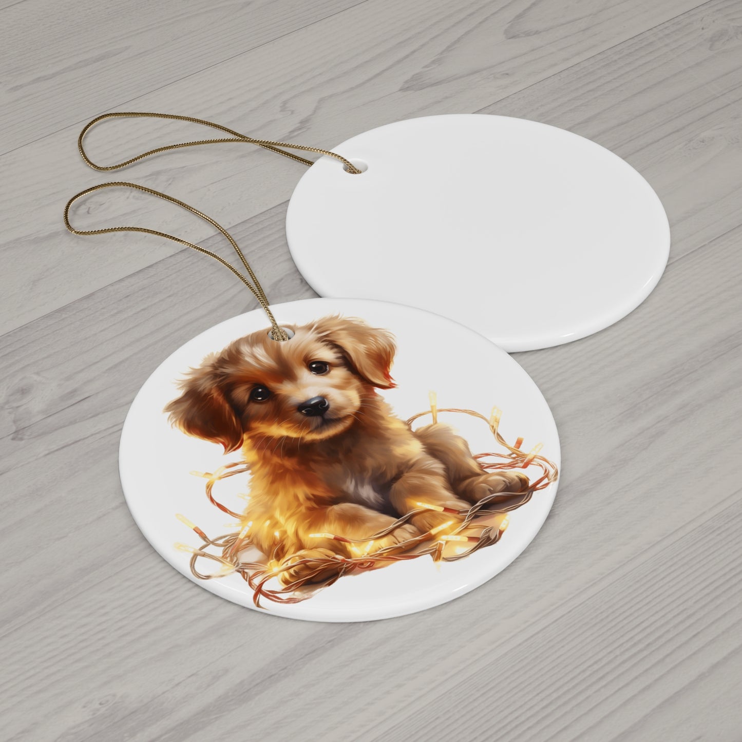 Christmas Dog Ceramic Disc Ornament                Item #9305279