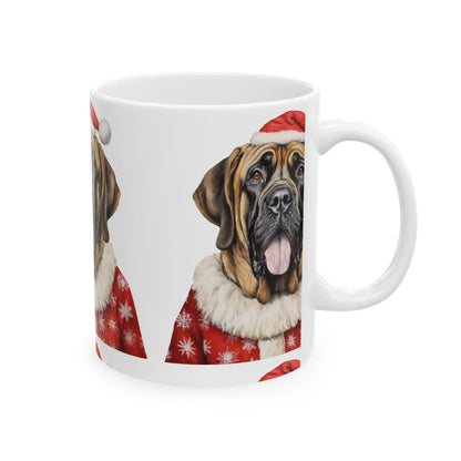 Mastiff Christmas Mug — Festive Santa Dog Ceramic Coffee Cup (11oz & 15oz)
