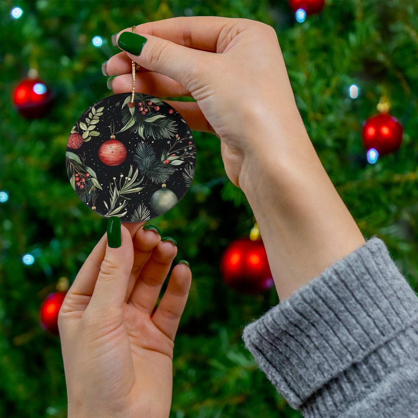 Ceramic Ornament - Christmas Scene      Item #43933