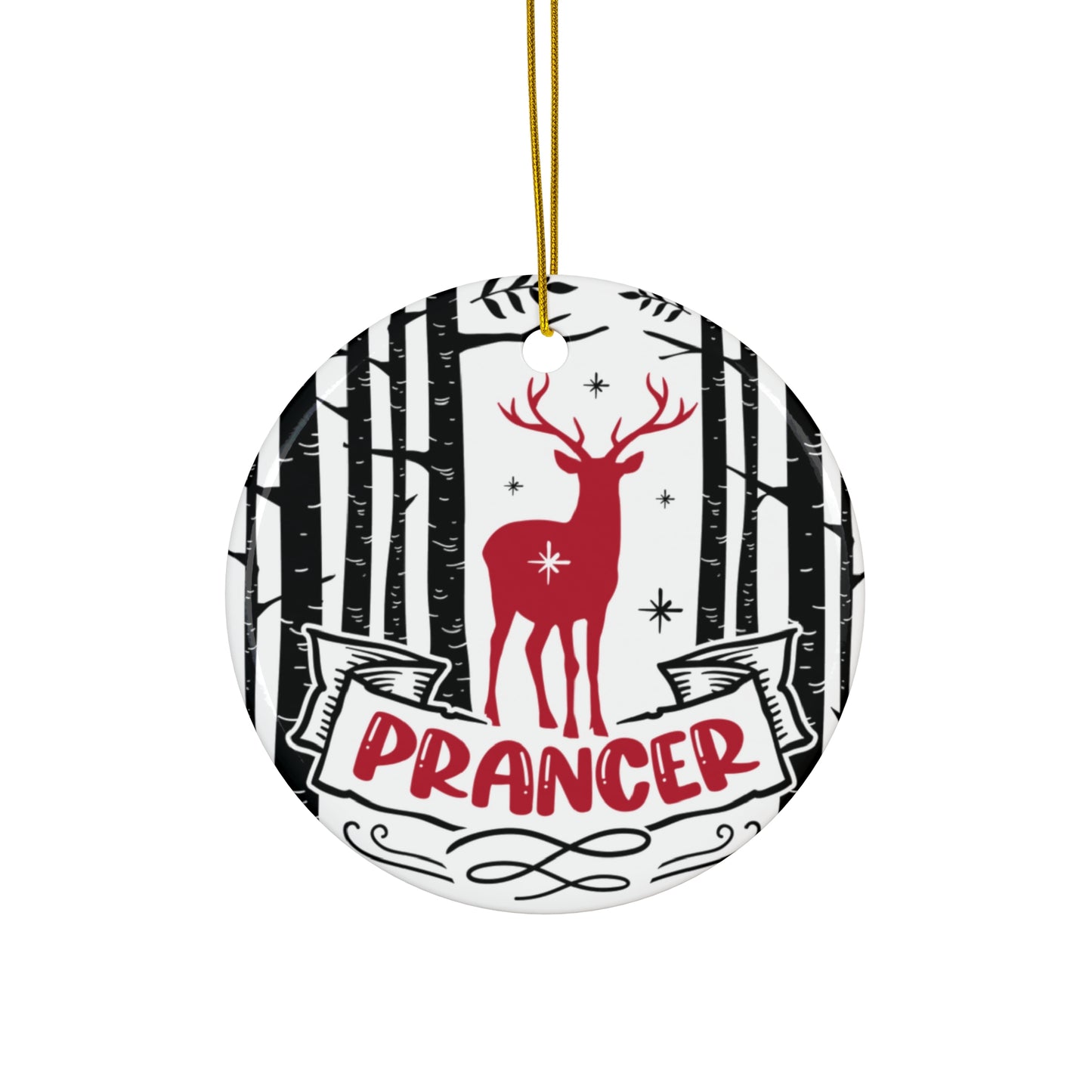 Prancer Ceramic Disc Ornament        Item #585466