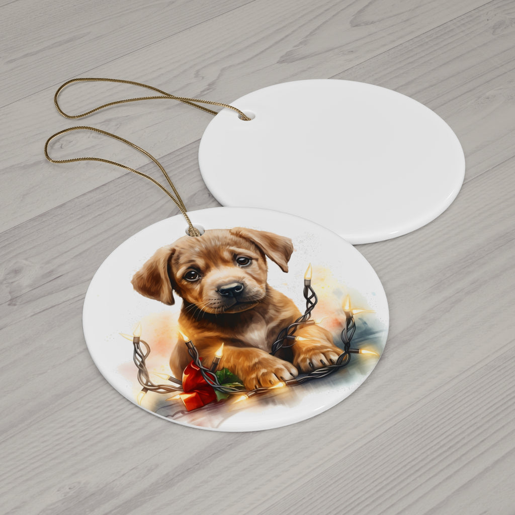 Christmas Dog Ceramic Disc Ornament                Item #6355048