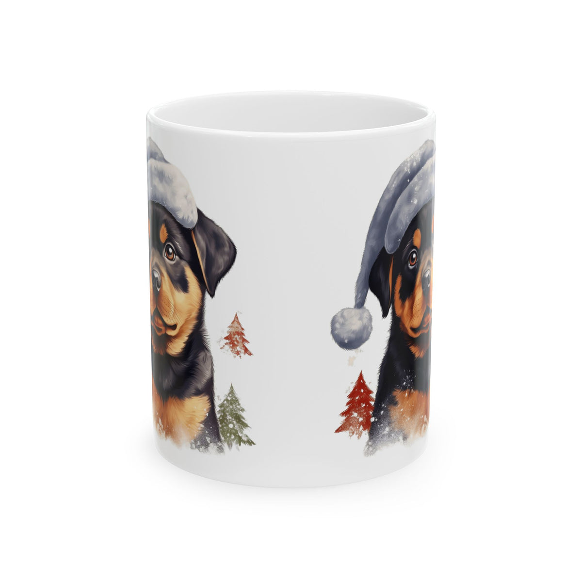 Christmas Rottweiler Dog With Hat Ceramic Mug 11oz  Item #242573