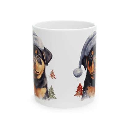 Christmas Rottweiler Dog With Hat Ceramic Mug 11oz  Item #242573