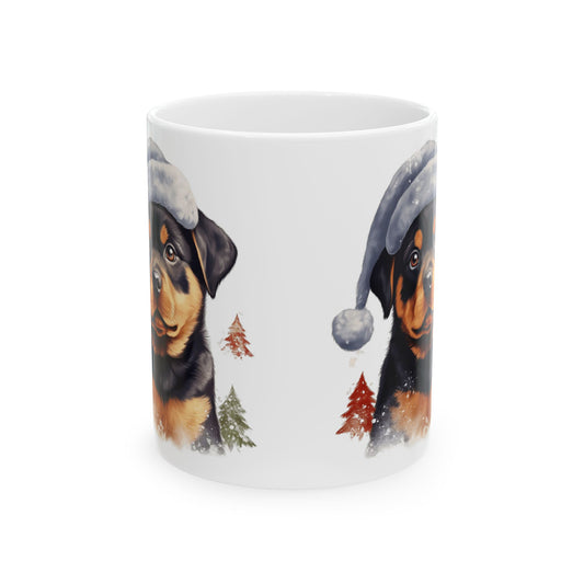 Christmas Rottweiler Dog With Hat Ceramic Mug 11oz  Item #242573