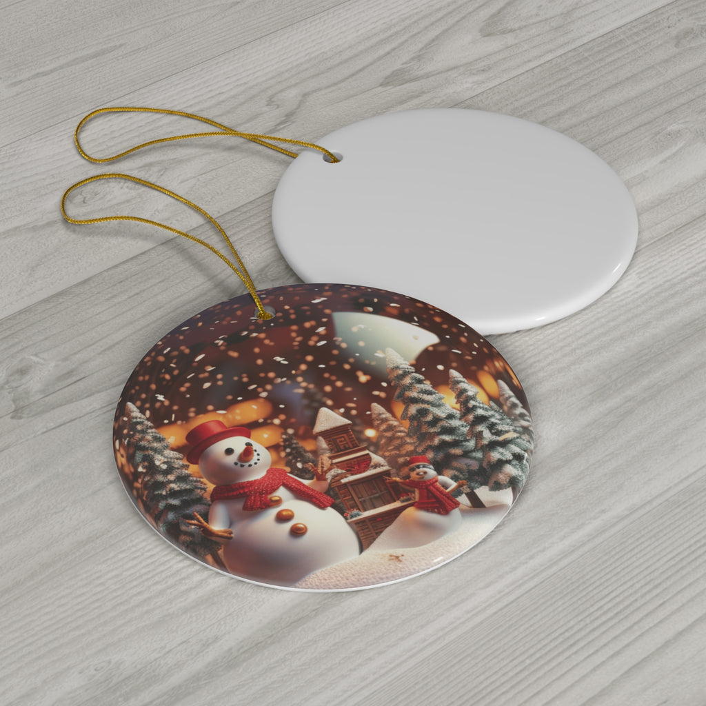 Globe Snowman Ceramic Ornament       Item #1005461
