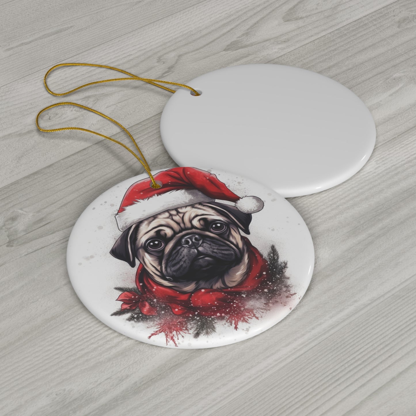 Ceramic Ornament - Christmas Pug Dog  Item #9730642