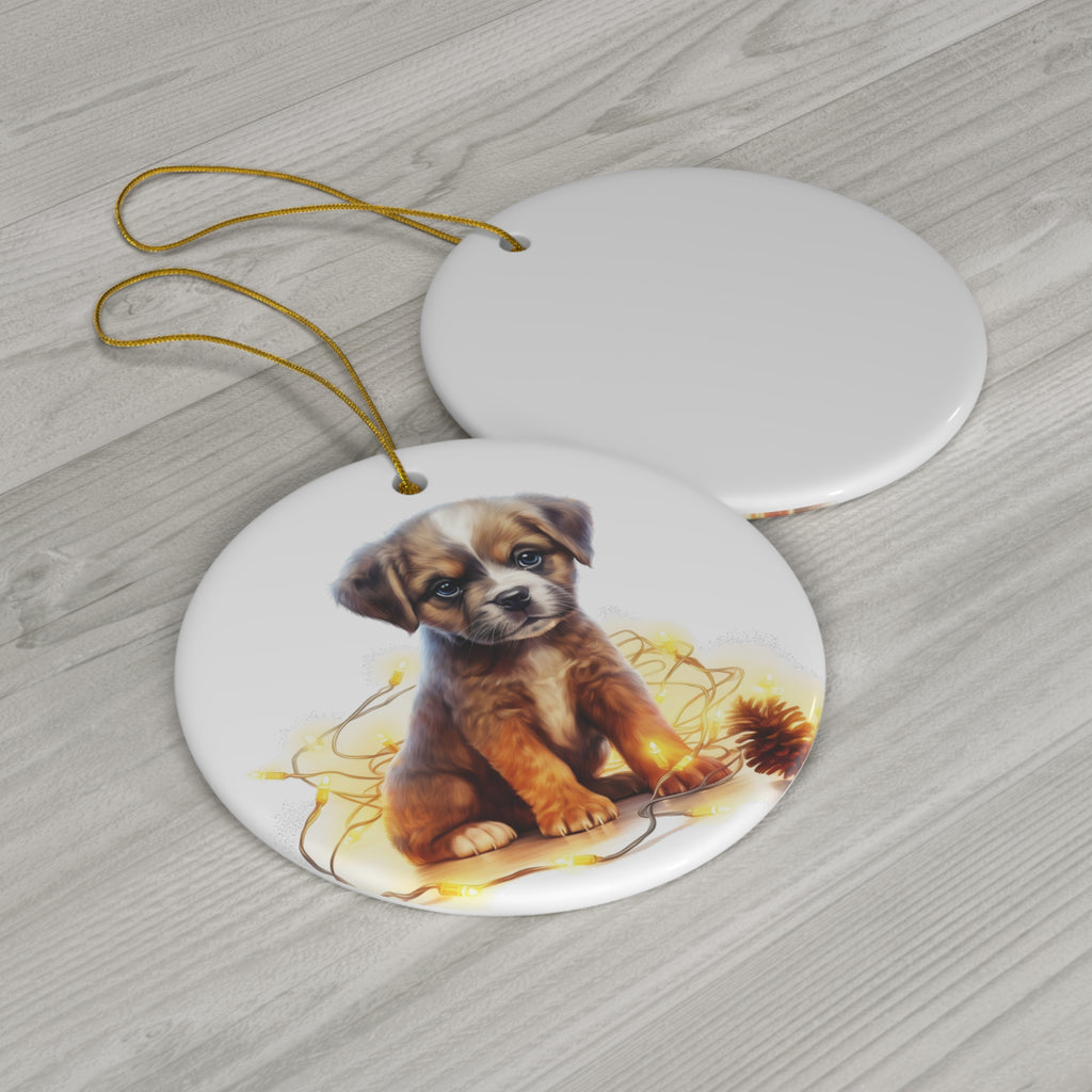 Christmas Dog Ceramic Disc Ornament              Item #5082642