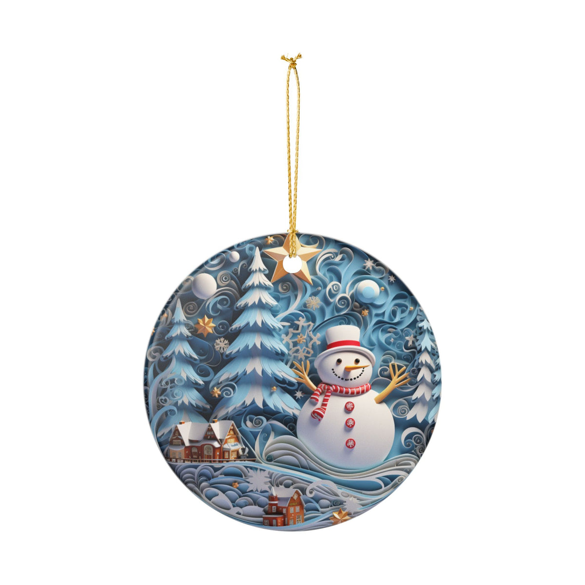 Ceramic Christmas Ornament – Snowman Winter Wonderland    Item #643254