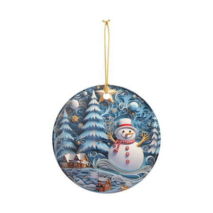 Ceramic Christmas Ornament – Snowman Winter Wonderland    Item #643254