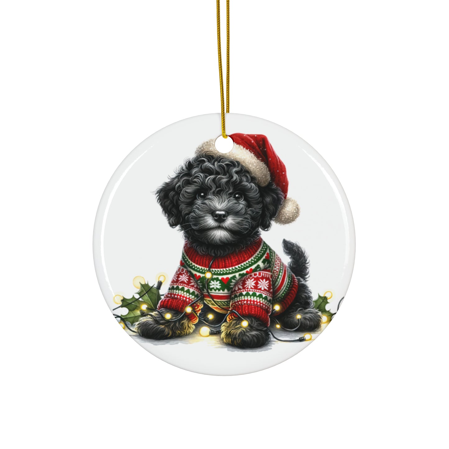 Ceramic Ornament - Portugyese Water Dog Christmas Puppy With Lights     Item #8624457