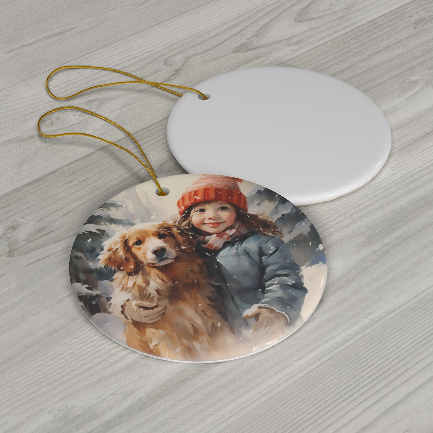 CERAMIC ORNAMENT - CHILD WITH DOG       Item #5358946