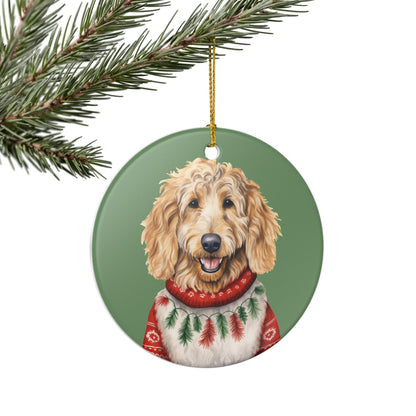 Christmas Goldendoodle Dog Ceramic Ornament   Item #33504