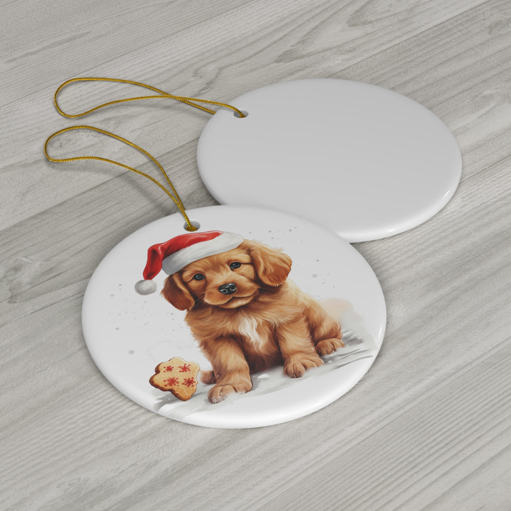 Christmas Dog Ceramic Disc Ornament               Item #6567854