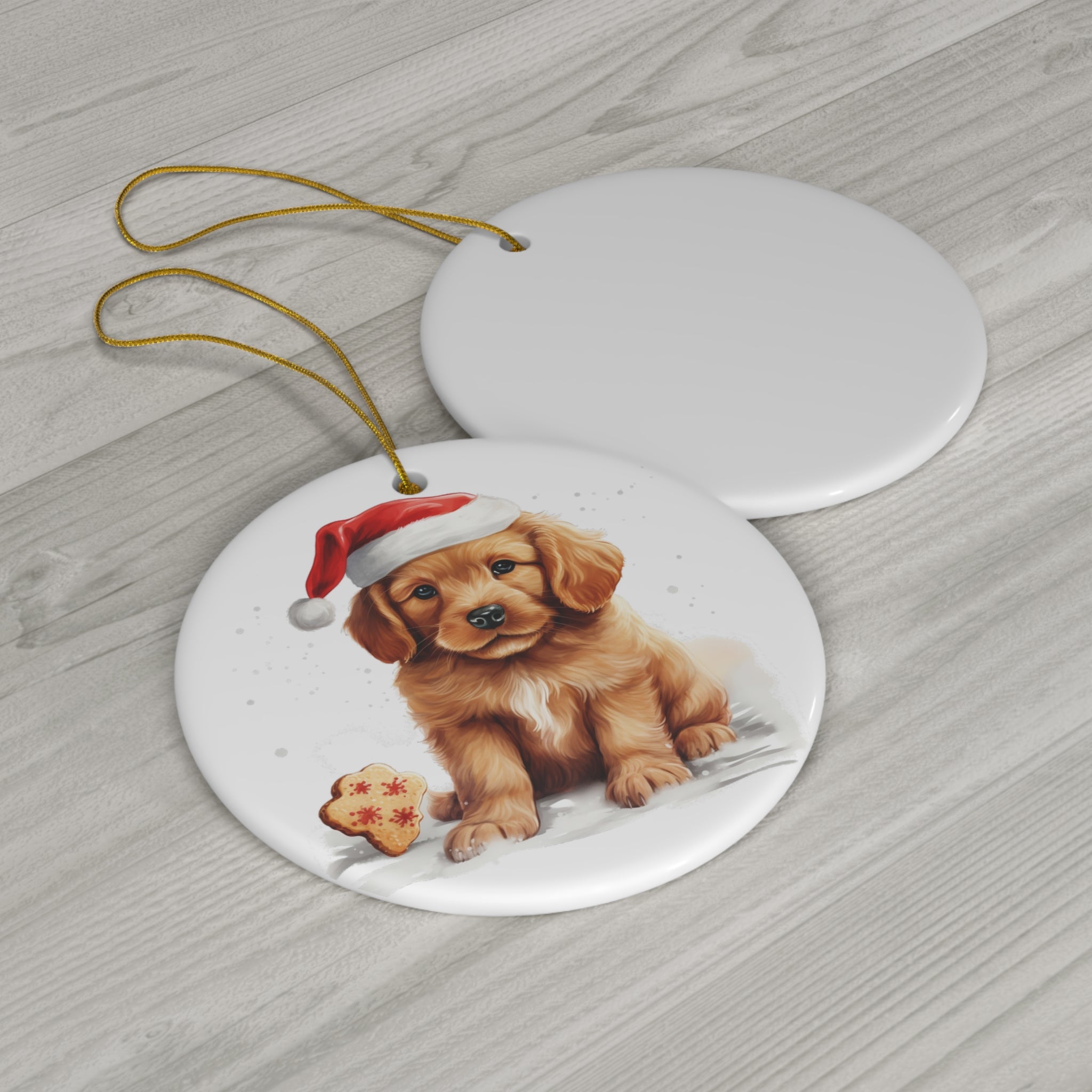 Christmas Dog Ceramic Disc Ornament               Item #6567854