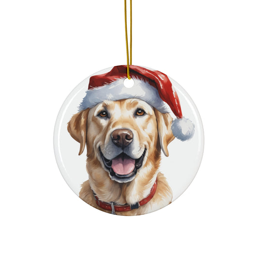 Ceramic Ornament - Labrador Retriever With Santa Hat      Item #9375025