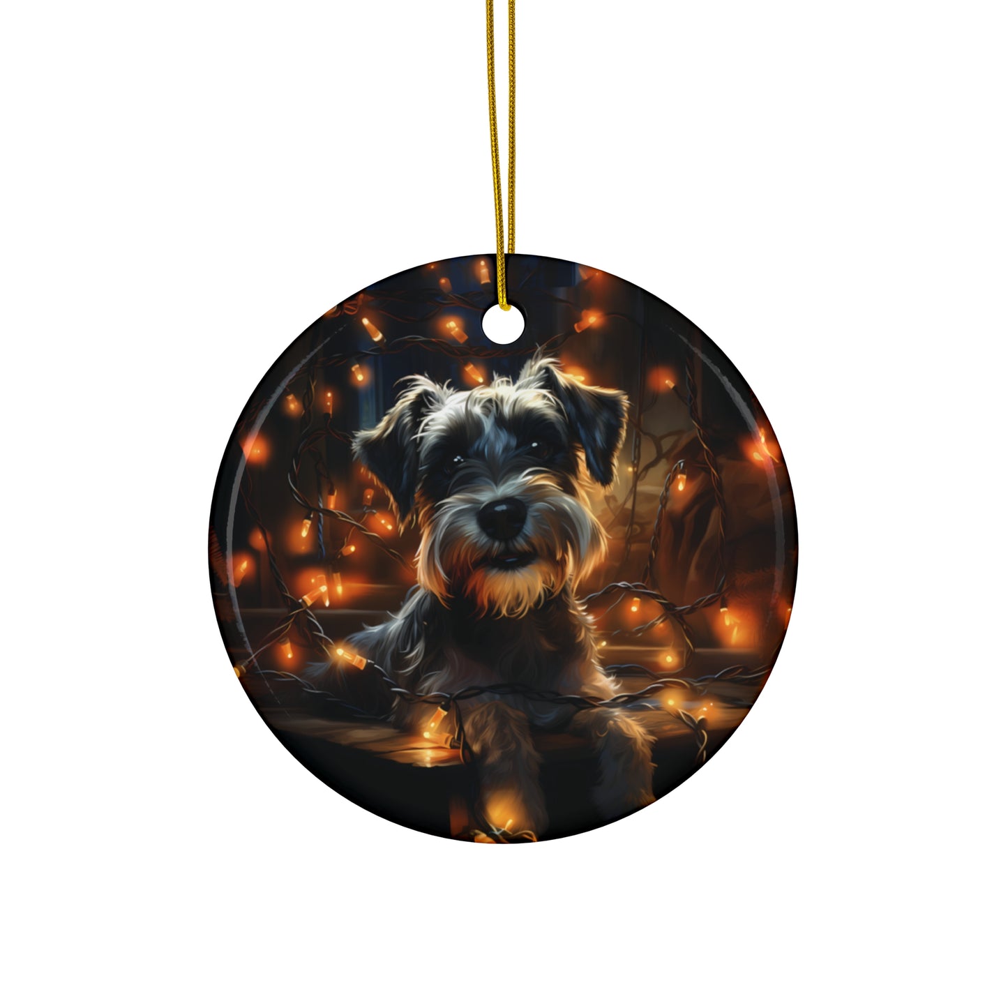 Ceramic Ornament - Xmas Dog With Lights       Item #3593084