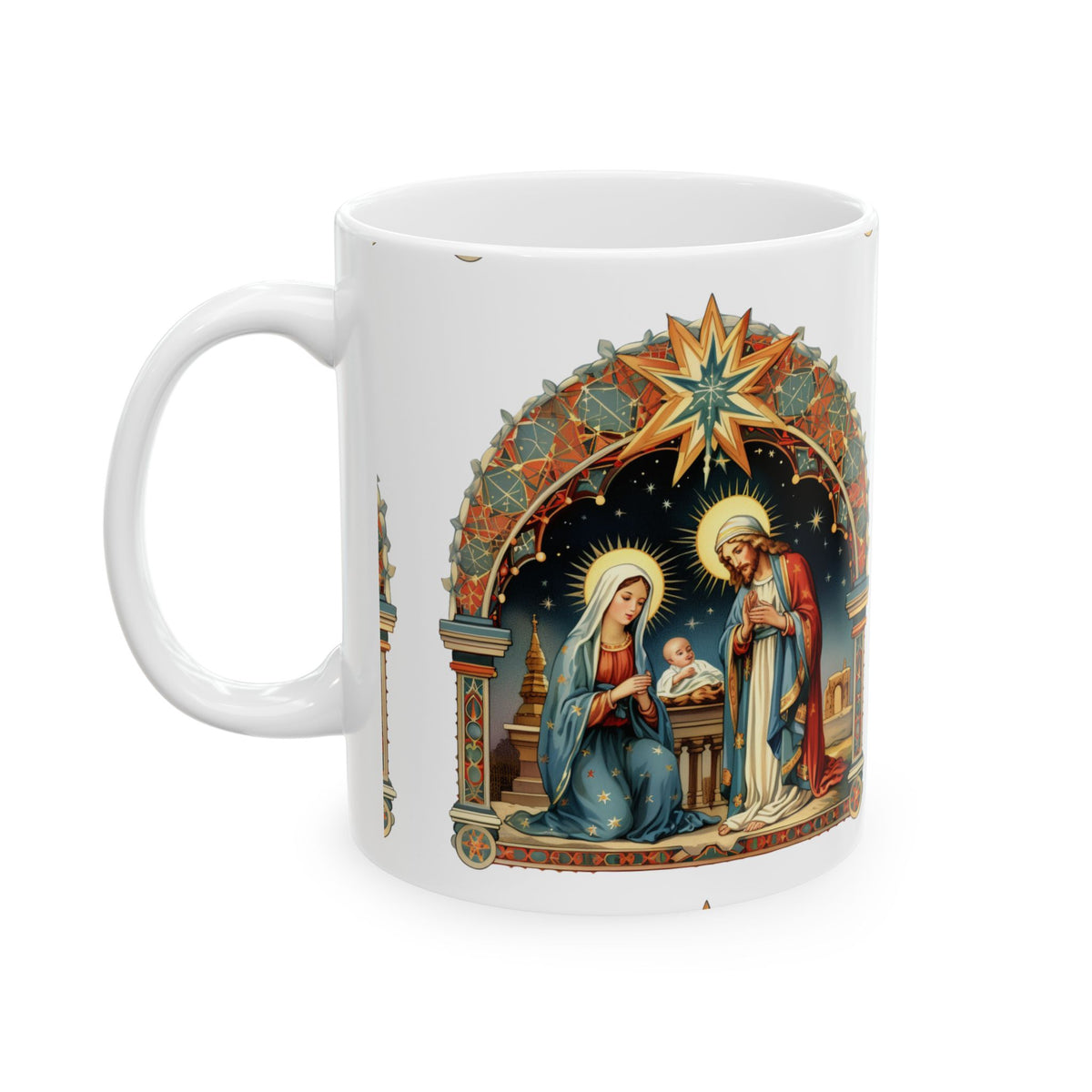 Nativity Scene Ceramic Mug – Holy Family Christmas Coffee Cup 11oz  Item #563907