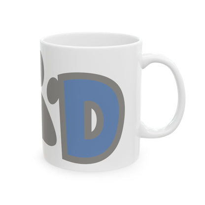 Pet Lover Dad Cat Print Ceramic Mug — Blue Accent Coffee Cup 11oz  Item #514463