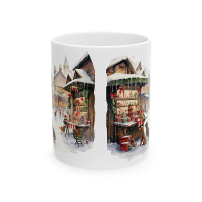 Winter Christmas Market With Dogs Ceramic Mug 11oz   Item #943948