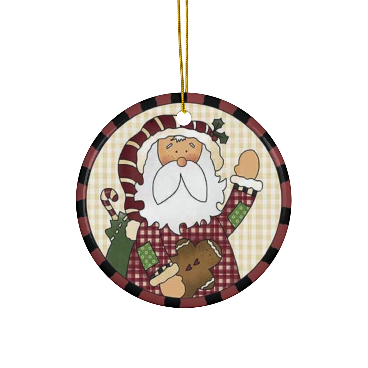 Santa Ceramic Disc Ornament            Item #822165