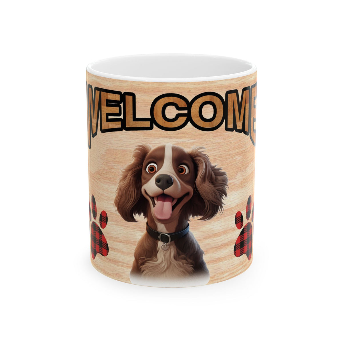 Welcome Puppy Ceramic Mug — Cute Dog Paw Print Coffee Cup 11oz   Item #438437