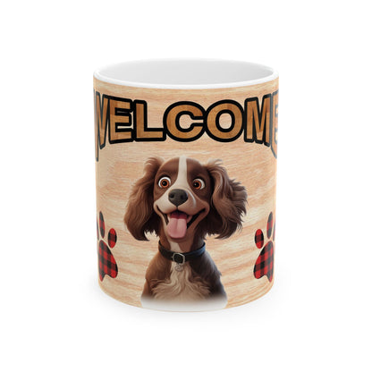 Welcome Puppy Ceramic Mug — Cute Dog Paw Print Coffee Cup 11oz   Item #438437