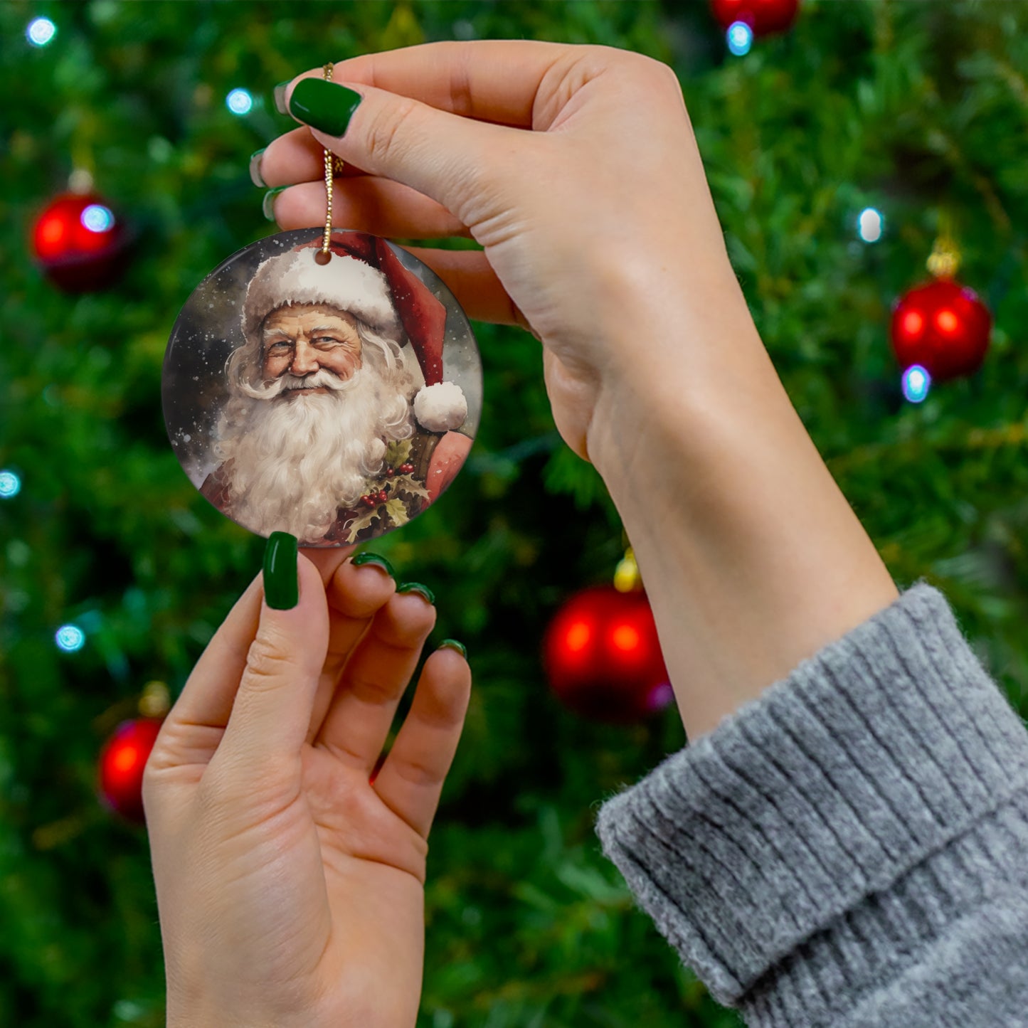 Ceramic Ornament - Country Christmas Santa    Item #4544477