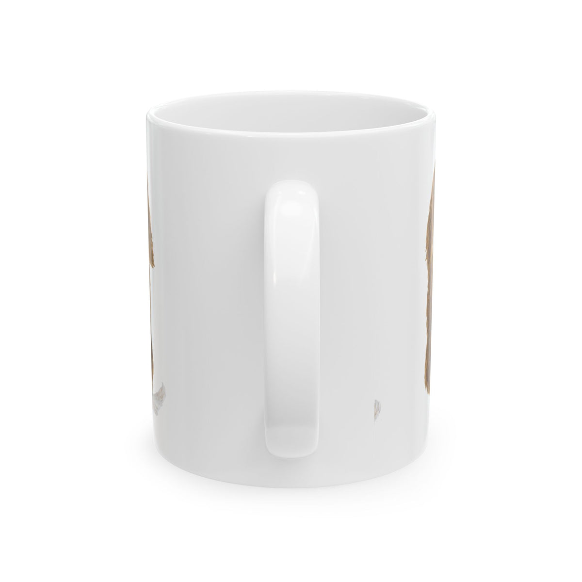 Dog Lover Ceramic Mug — Cute Brown & White Puppy Back Illustration 11oz    Item #5679