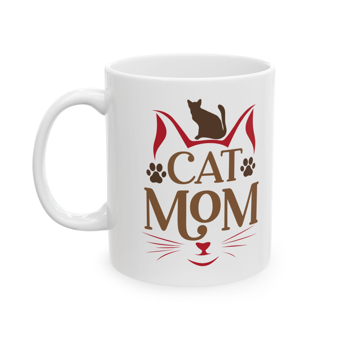 Cat Mom Ceramic Mug – Cute Paw Print Coffee Cup 11oz   Item #175744