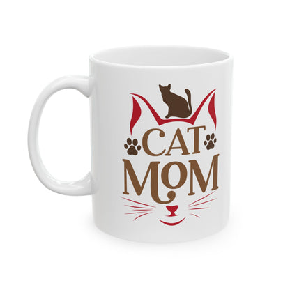 Cat Mom Ceramic Mug – Cute Paw Print Coffee Cup 11oz   Item #175744