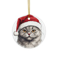 Scottish Fold Cat With Santa Hat Ceramic Ornament     Item #183398