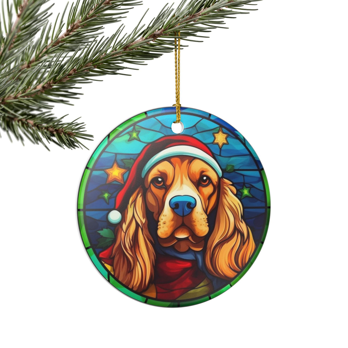 Christmas Cocker Spaniel Dog Ceramic Ornament   Item #283516