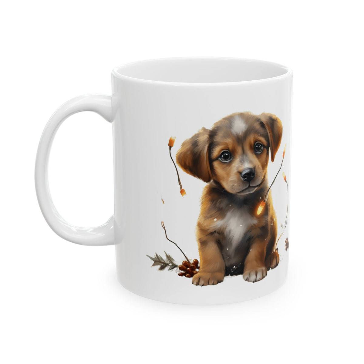 Autumn Puppy Ceramic Mug — Cute Dog Coffee Cup 11oz   Item #198237