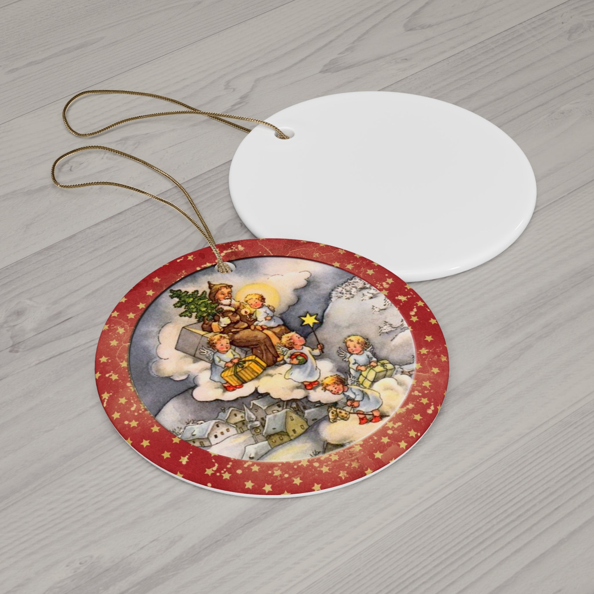 Christmas Angels Ceramic Disc Ornament      Item #6141407