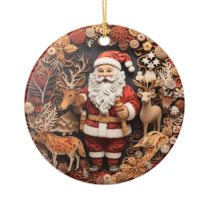Santa and Woodland Animals Christmas Ceramic Ornament   Item #965257