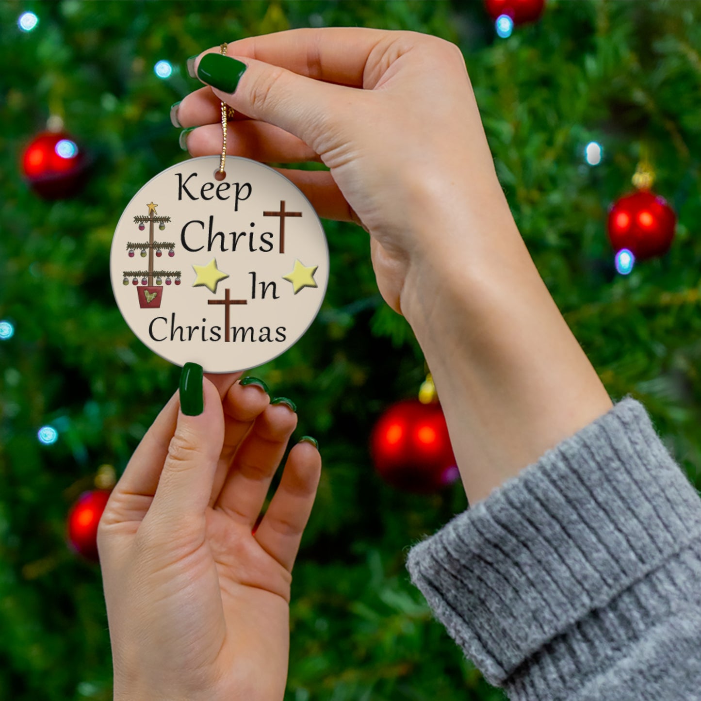 Keep Christ In Christmas Ceramic Disc Ornament       Item #7035074