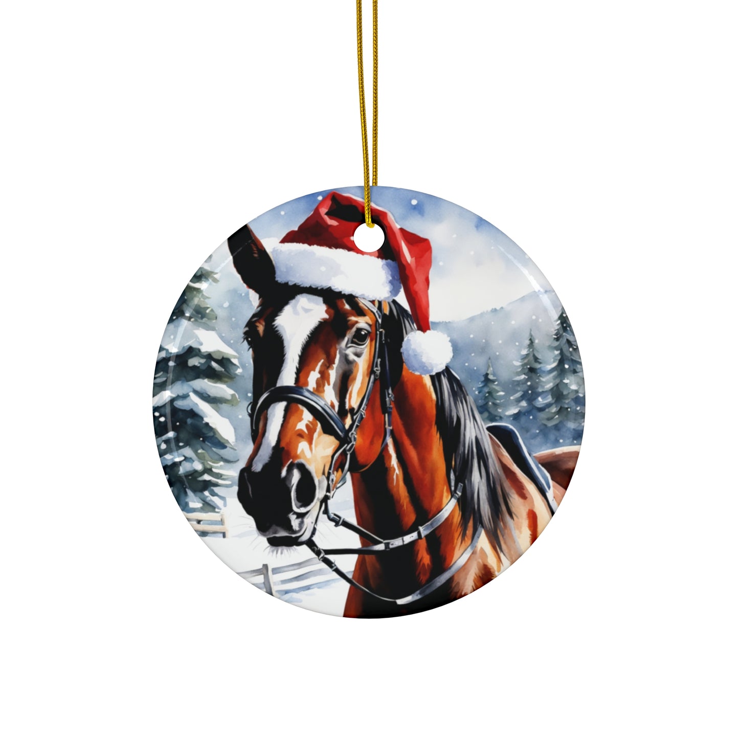 Horse Christmas Ceramic Disc Ornament        Item #2872626