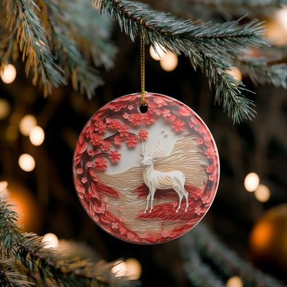 Ceramic Reindeer Floral Christmas Ornament    Item #943801