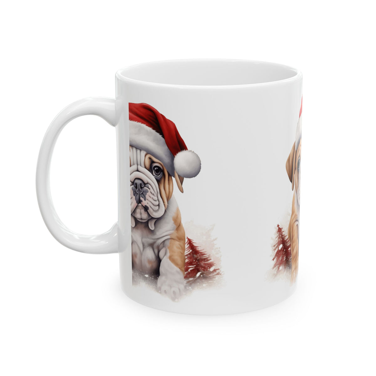 Christmas Bulldog Mug — Cute Puppy in Santa Hat Holiday Coffee Cup 11oz  Item #680852
