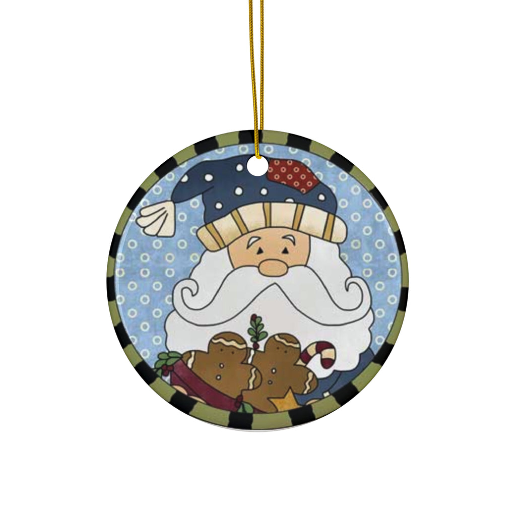 Santa Ceramic Disc Ornament        Item #4009679