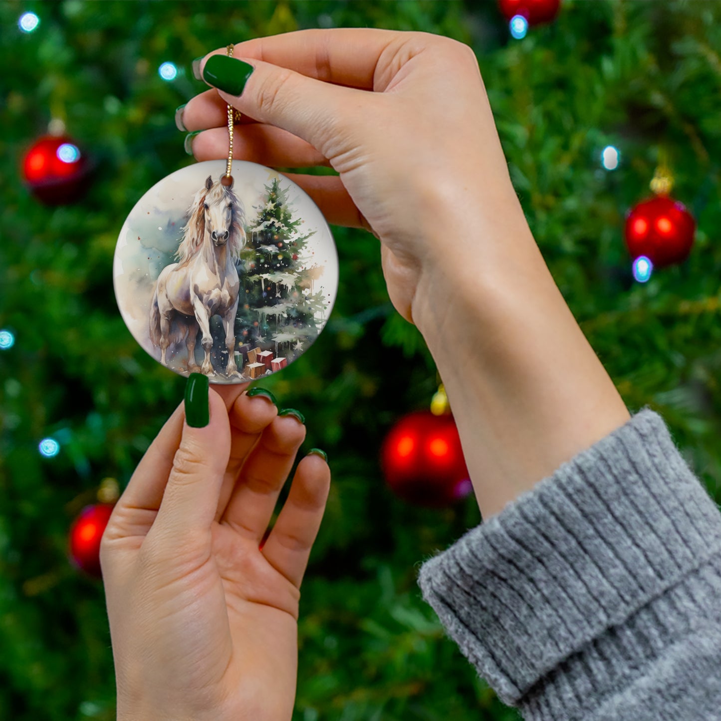 Ceramic Ornament - Country Christmas Horse    Item #1025456