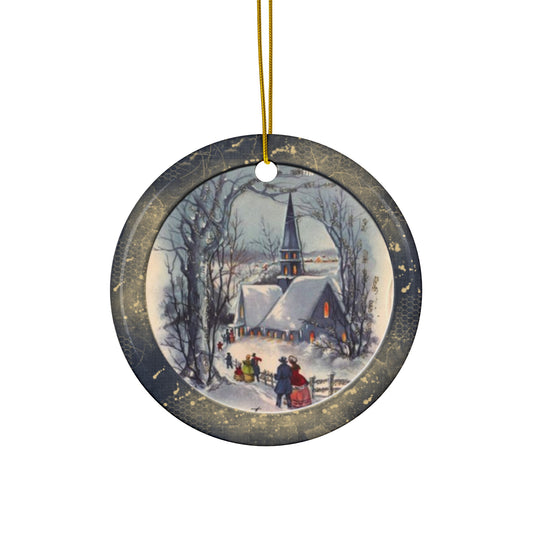 Winter Scene Ceramic Disc Ornament            Item #1530273