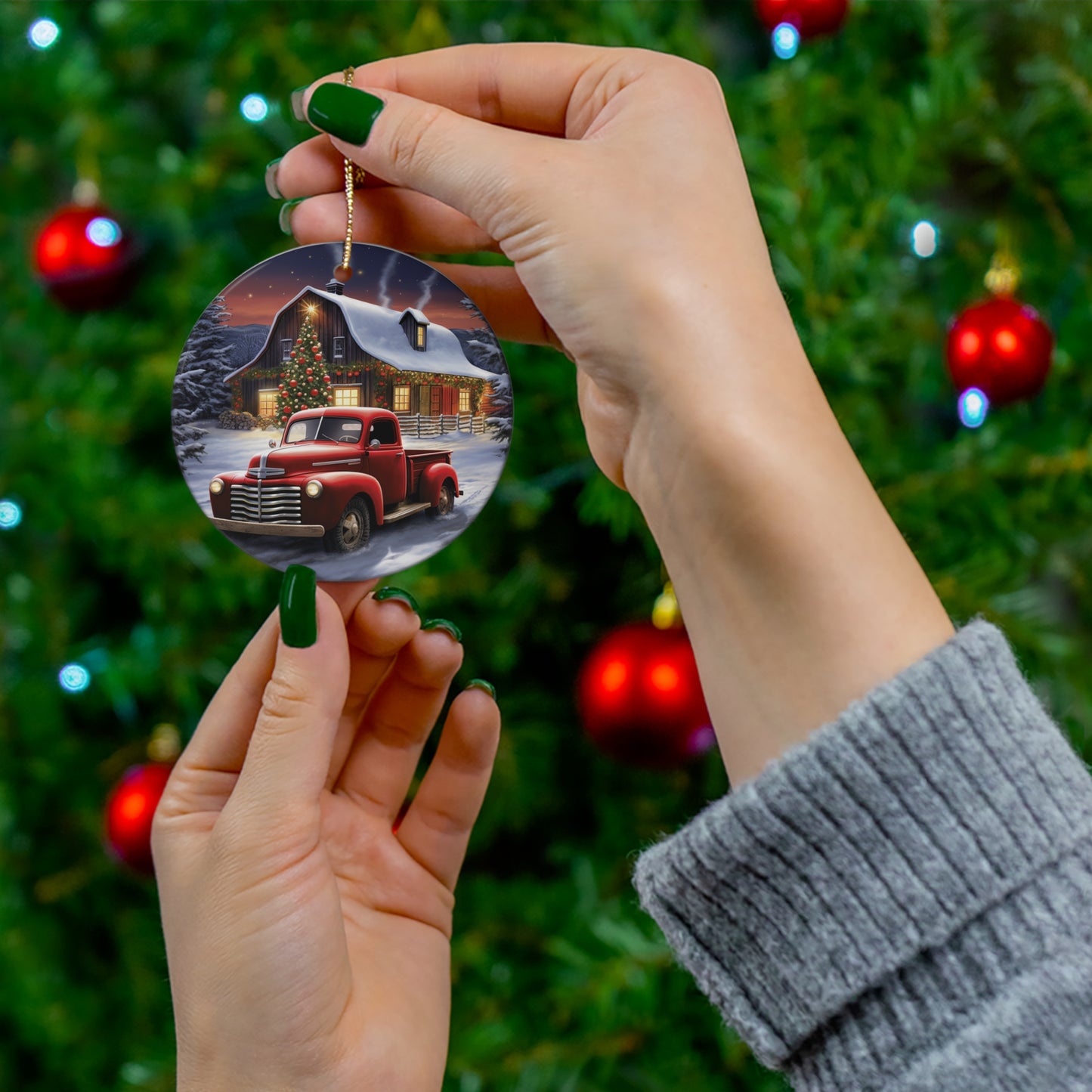 Ceramic Ornament - Country Christmas Truck    Item #249252