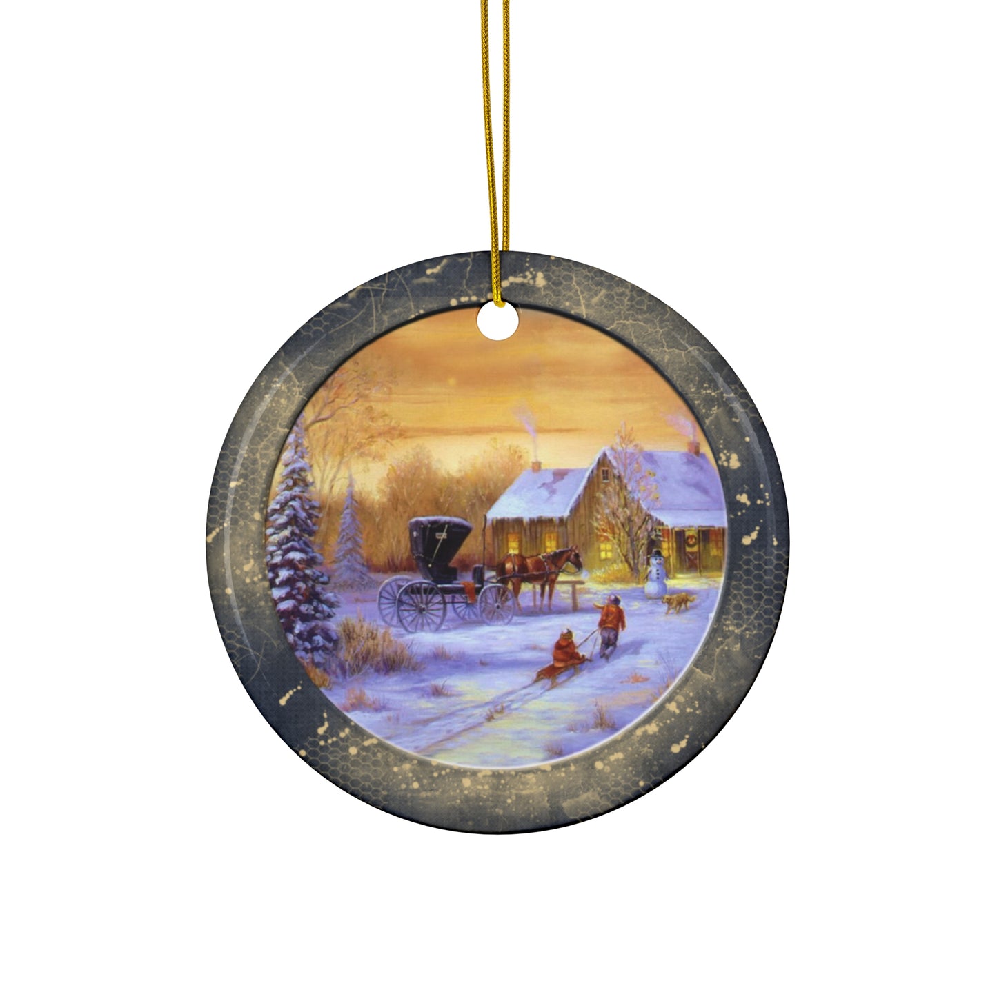 Winter Scene Ceramic Disc Ornament         Item #3575625