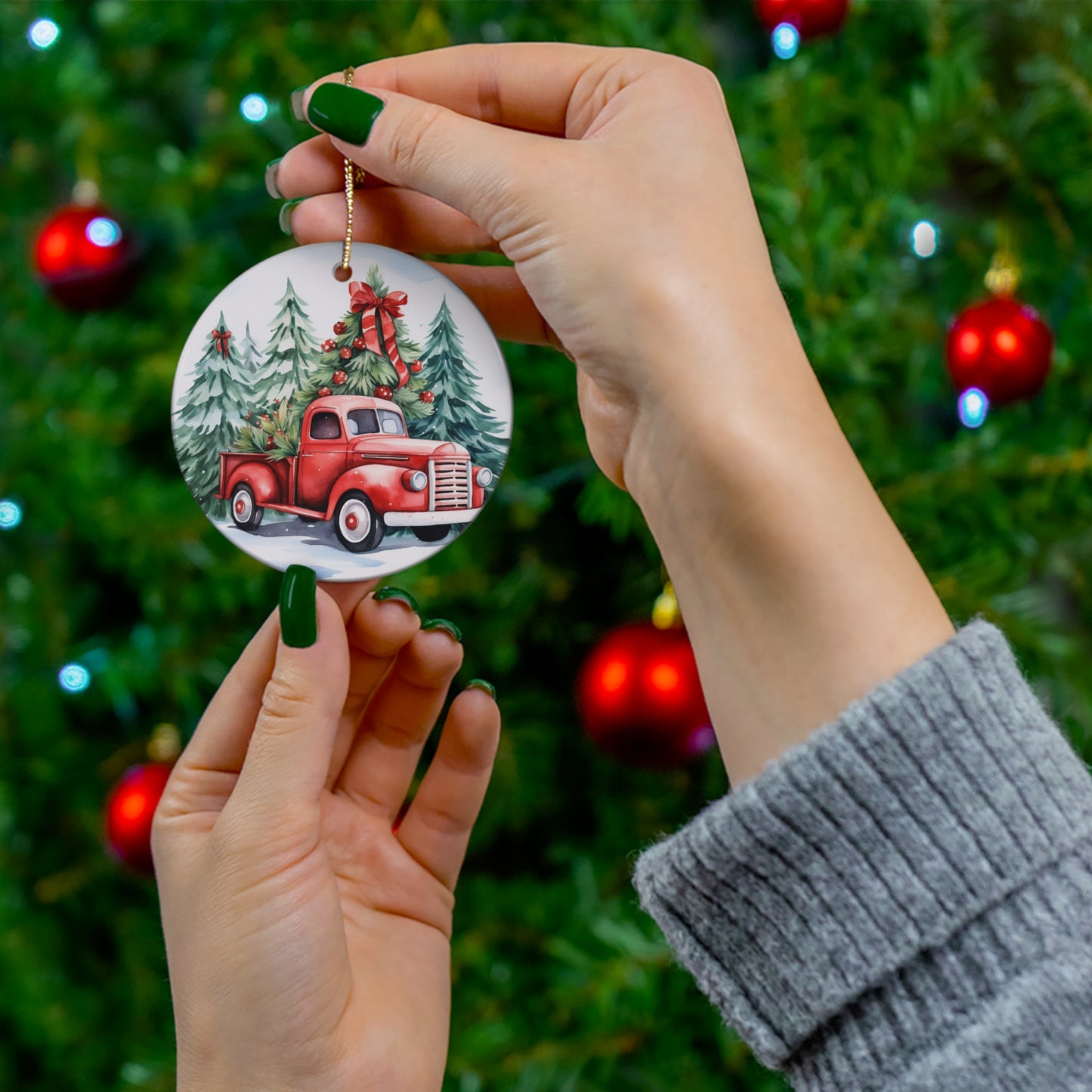 Ceramic Ornament - Red Truck     Item #7021409