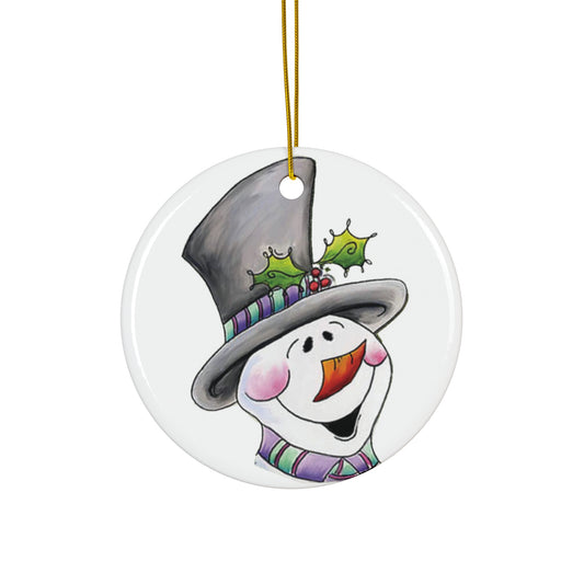 Snowman Ceramic Disc Ornament        Item #862287