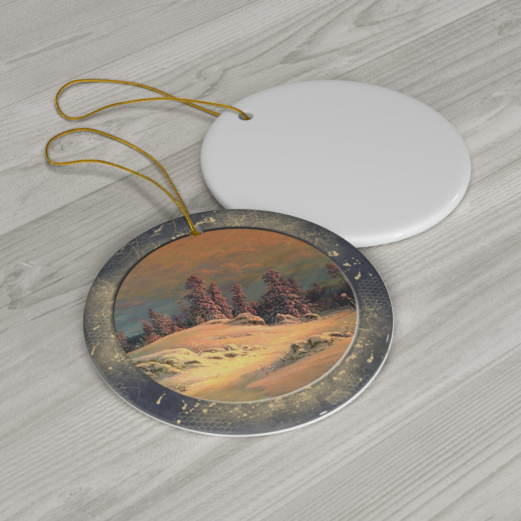 Winter Scene Ceramic Disc Ornament           Item #349843