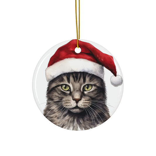 Brazilian Shorthair Cat With Santa Hat Ceramic Ornament     Item #7855355