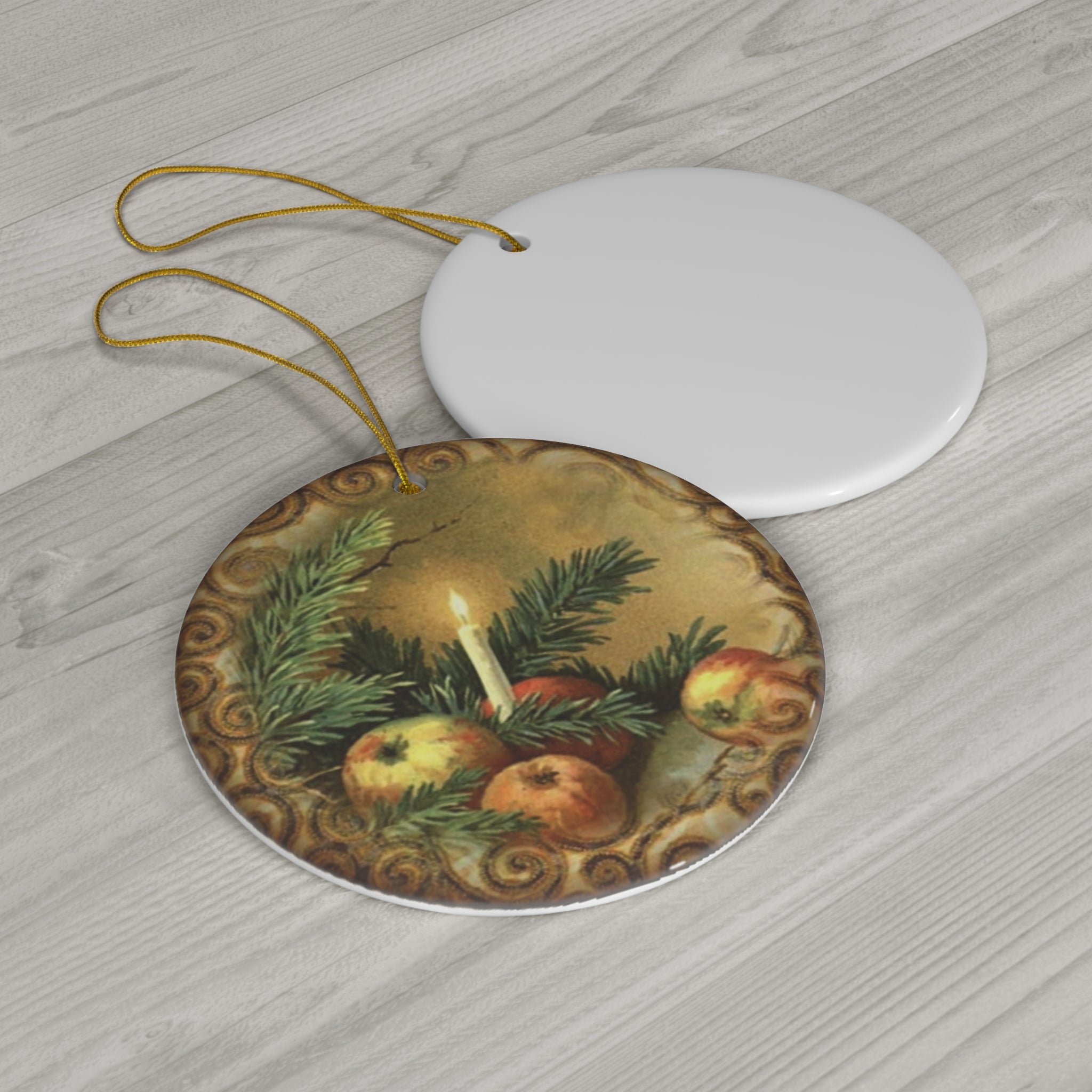 Christmas Candle Ceramic Disc Ornament          Item #5793994 - Buckshot's Bargain Barn